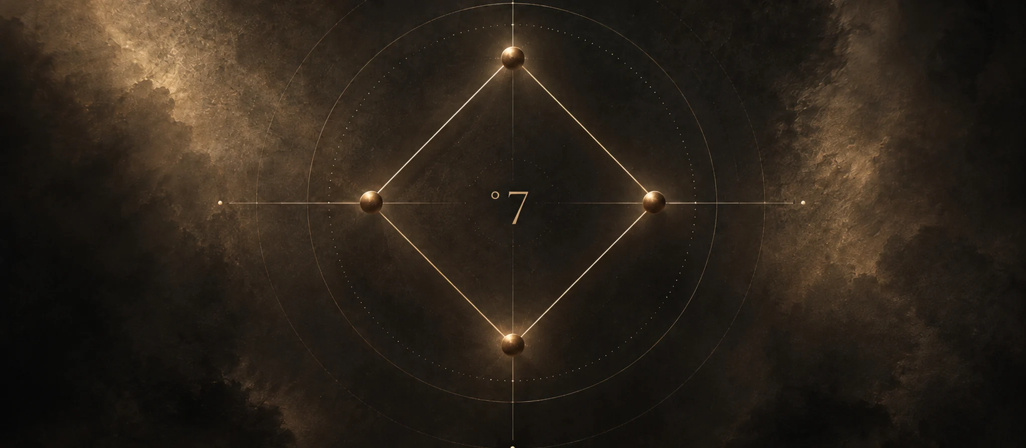 A diminished seventh chord as a golden diamond of four equidistant points inside a circle, on a dark textured background