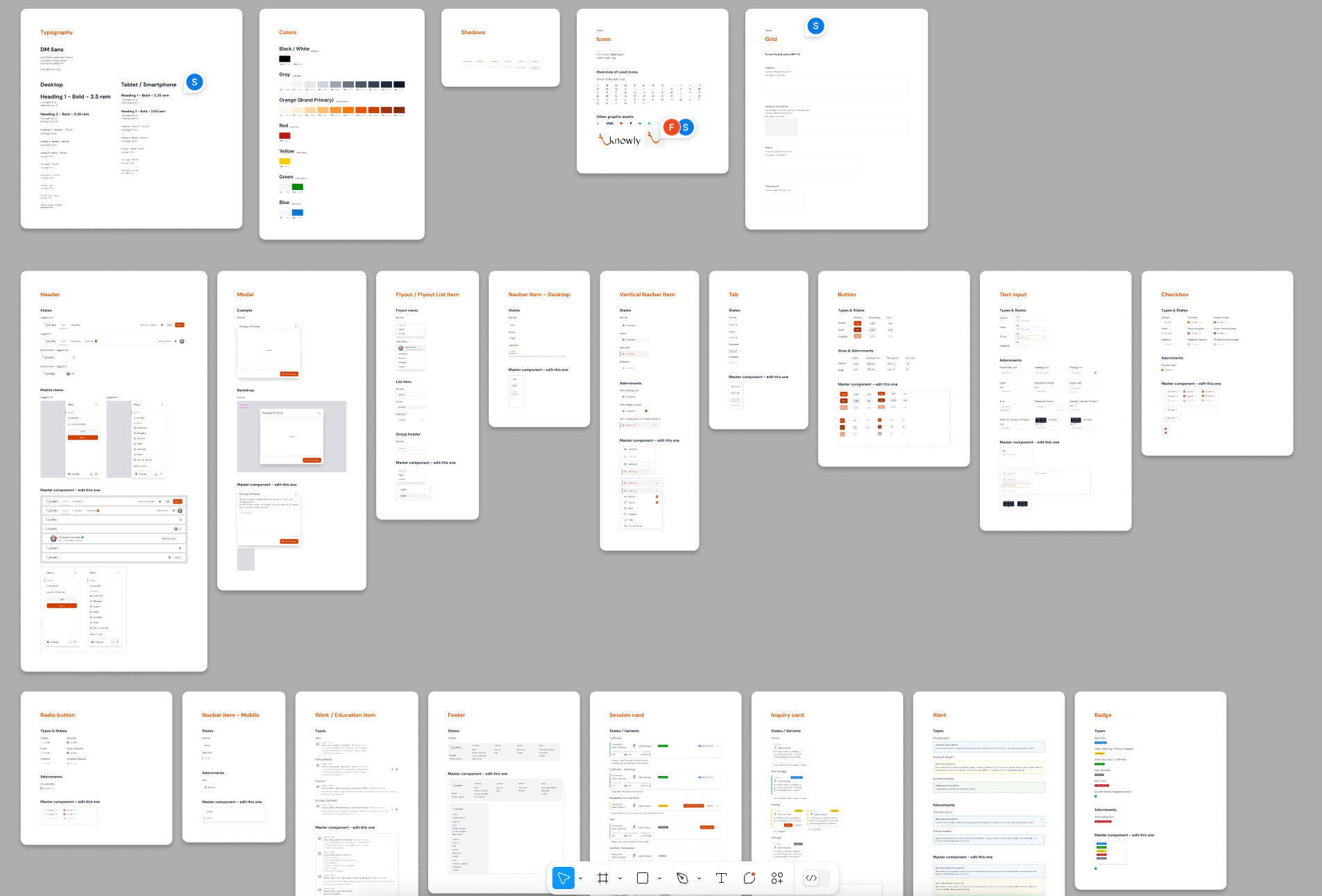 Example figma documentation screens