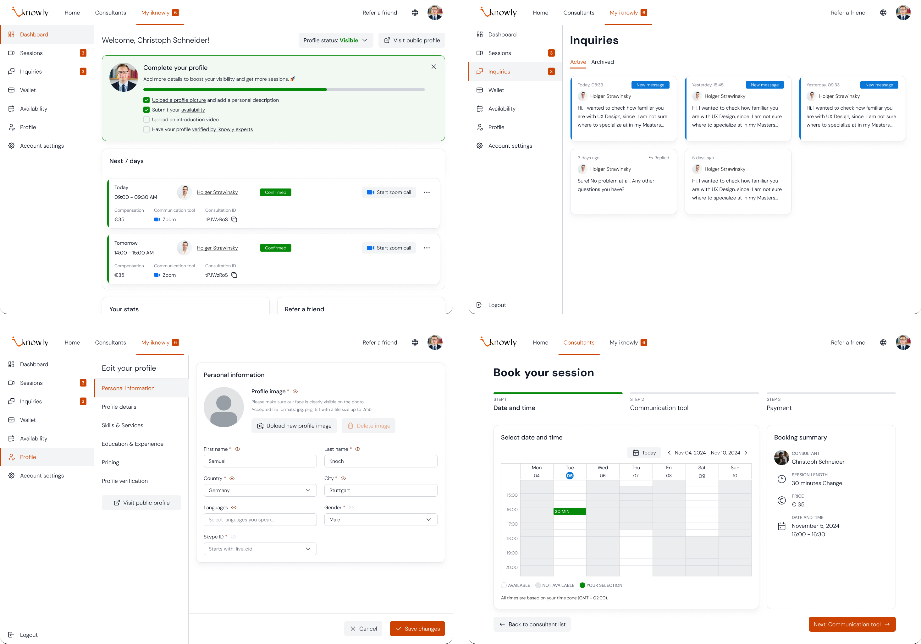 Mockups in the final visual designs