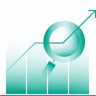 An icon depicting a line chart with a upward trend line and a magnifying glass symbolizing Search Engine Optimization services.