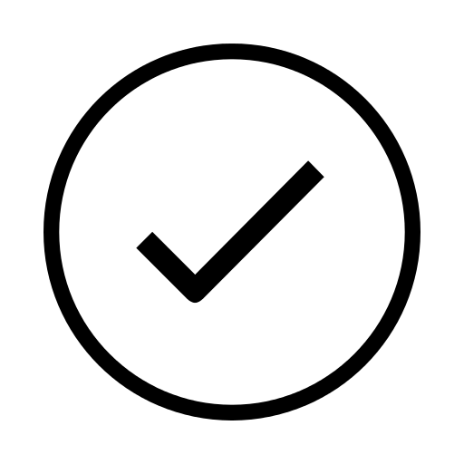 Simple check mark icon inside a circle.