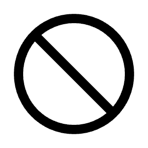 No symbol sign with a diagonal line crossing a circle.