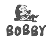 Logo featuring a stylized dog holding a ball above the word 'bobby' in lowercase letters.