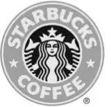 Starbucks brand logo with mermaid symbol and text 'Starbucks Coffee'.