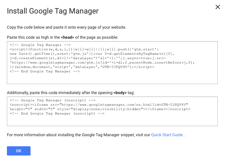 google tag manager install