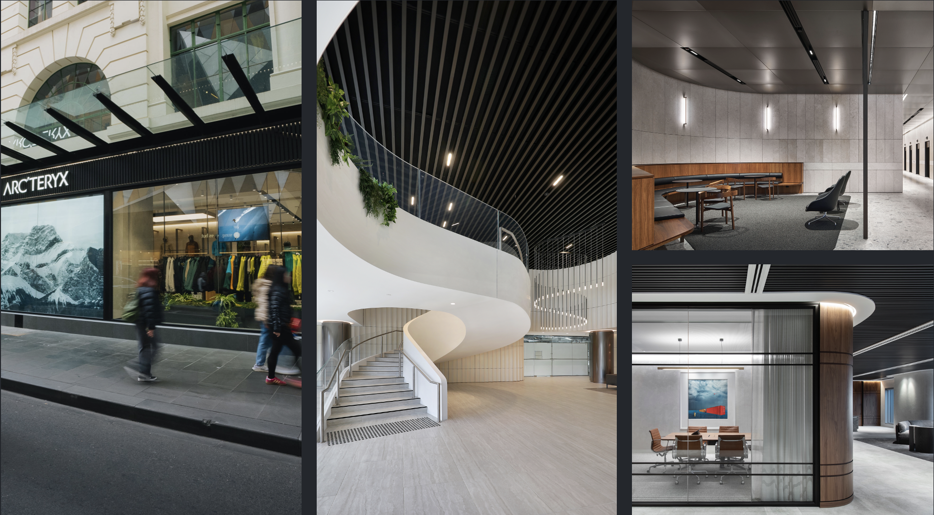 Interiors and Exteriors featuring a biophilic design ceiling