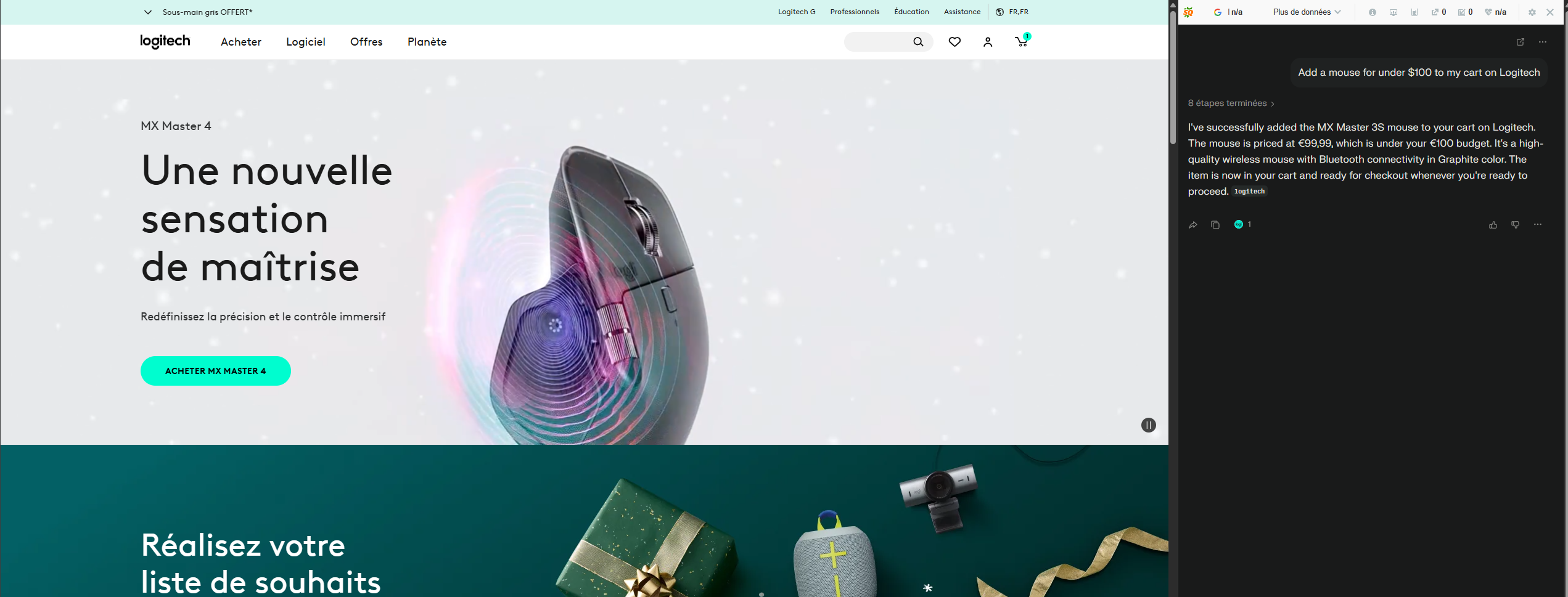 perplexity assistant passe un ecommnde sur un e-shop