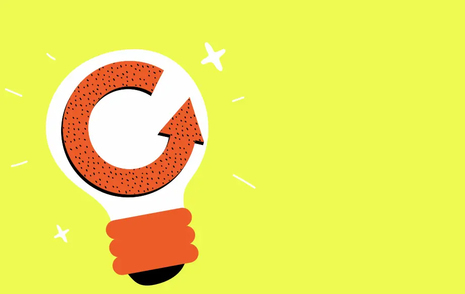 Formation digitale - une ampoule avec une flêche orange sur fond jaune