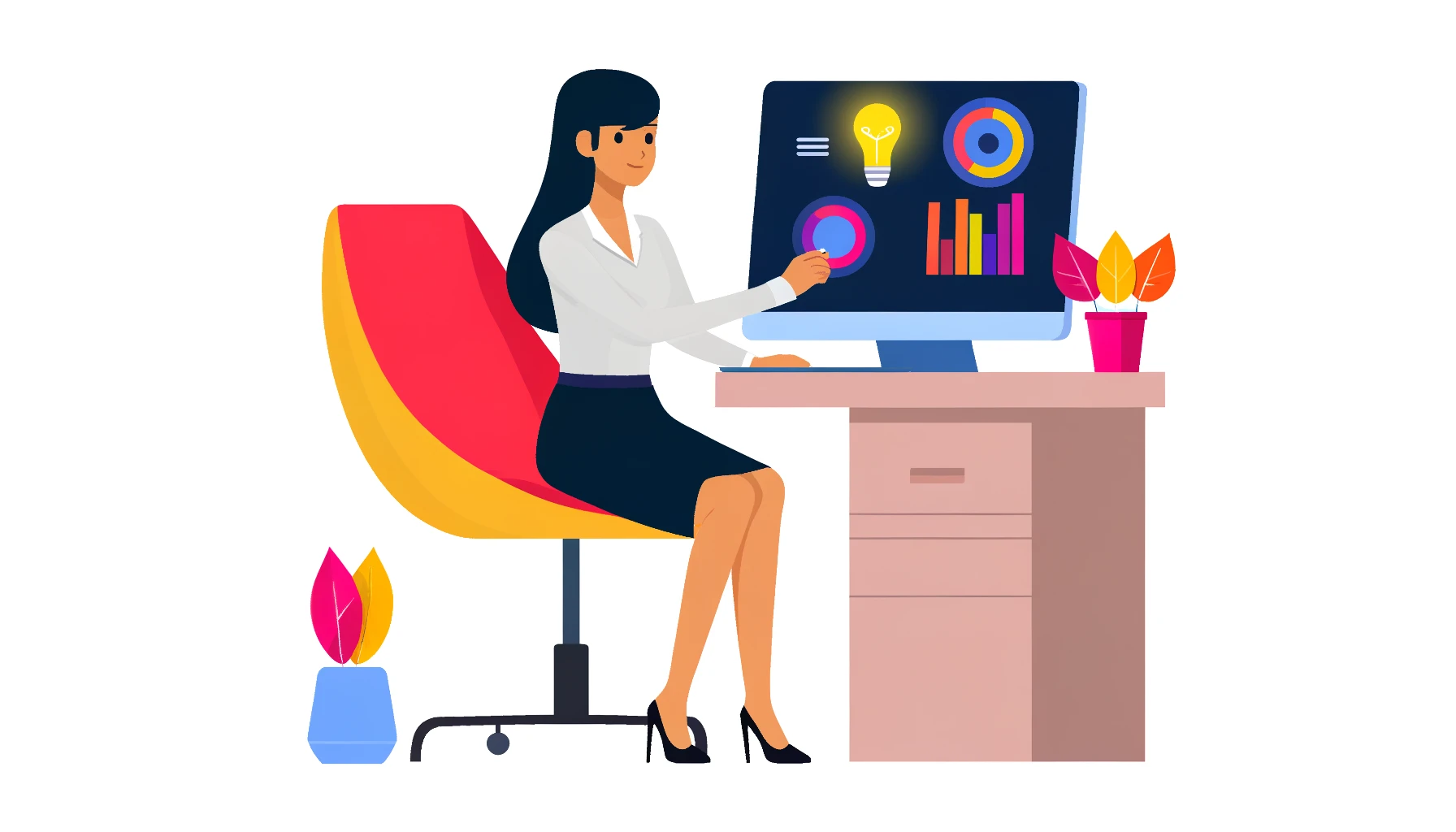 Illustration d'une Customer Sucess Manager qui travaille