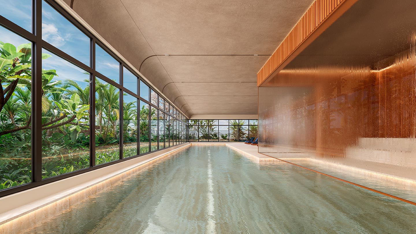 Piscina coberta - Perspectiva ilustrada