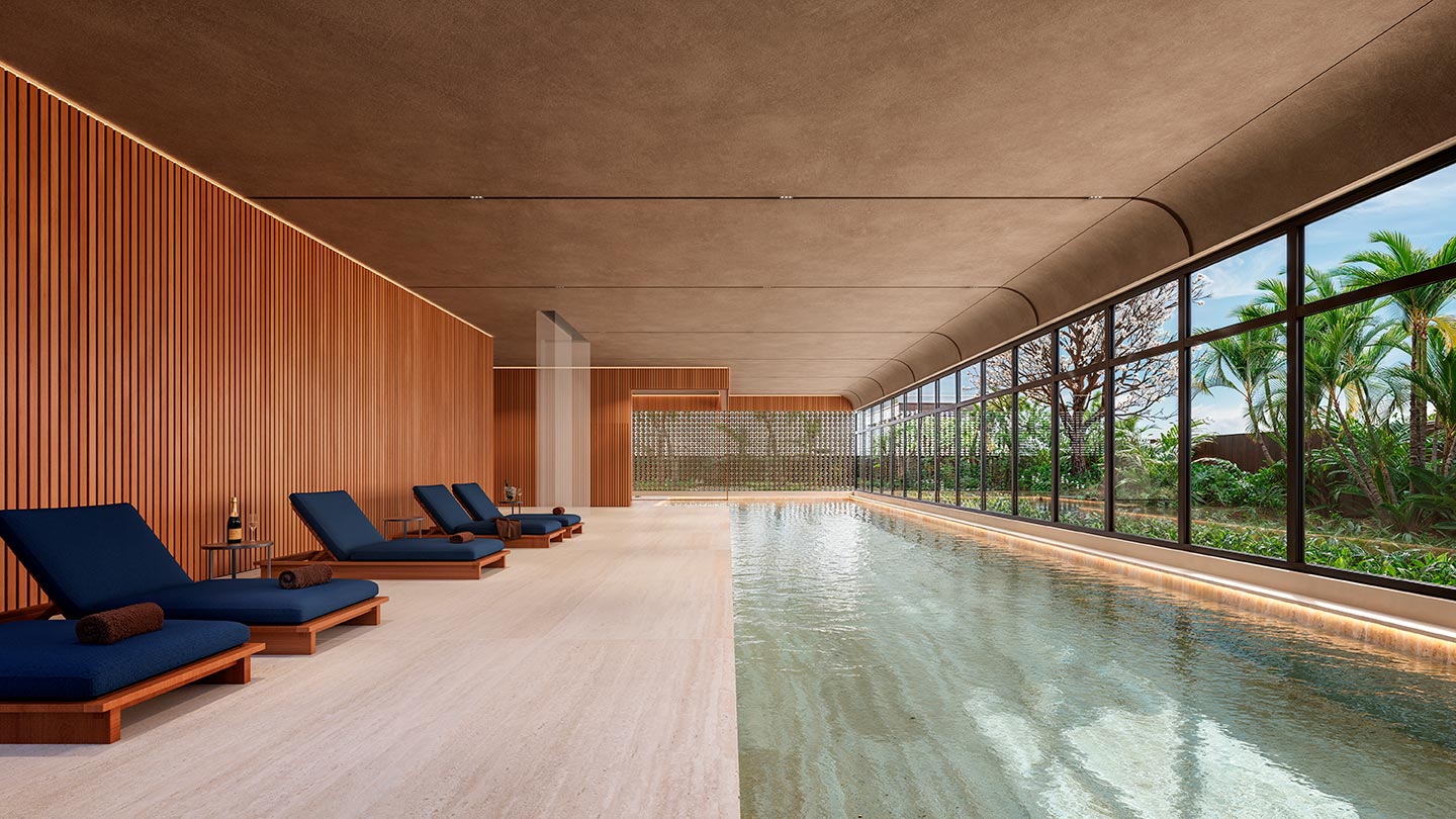 Piscina coberta - Perspectiva ilustrada