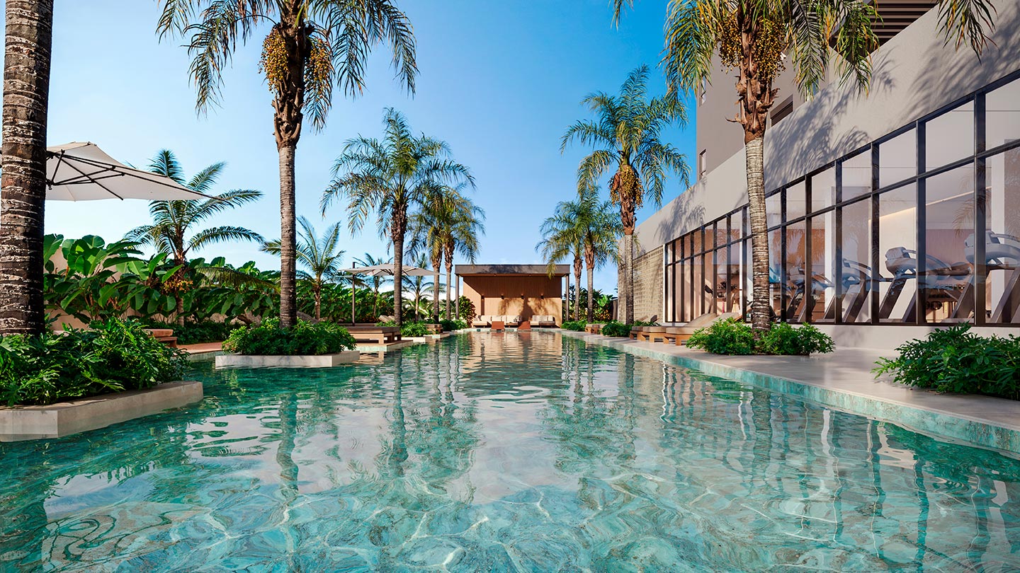 Piscina externa - Perspectiva ilustrada