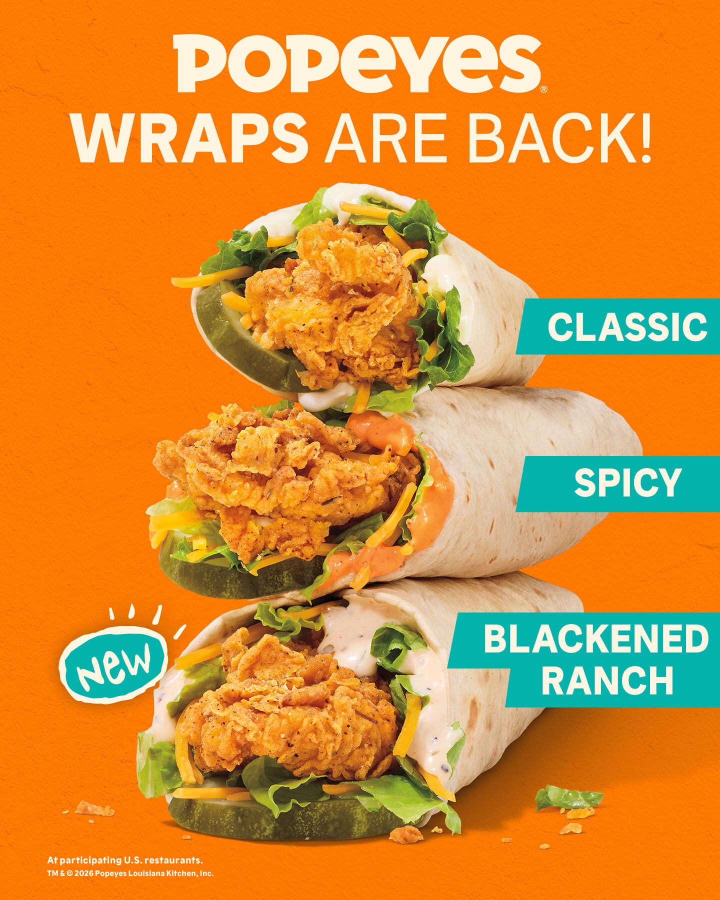 Back for Good! Popeyes® Makes Fan-Favorite Chicken Wraps a Permanent Menu Offering and Debuts NEW Blackened Ranch Flavor