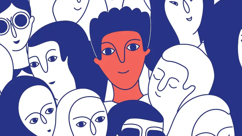 AstraZeneca “Life is rare” aHUS awareness campaign key visual: an illustrated crowd of faces with a single one highlighted in red