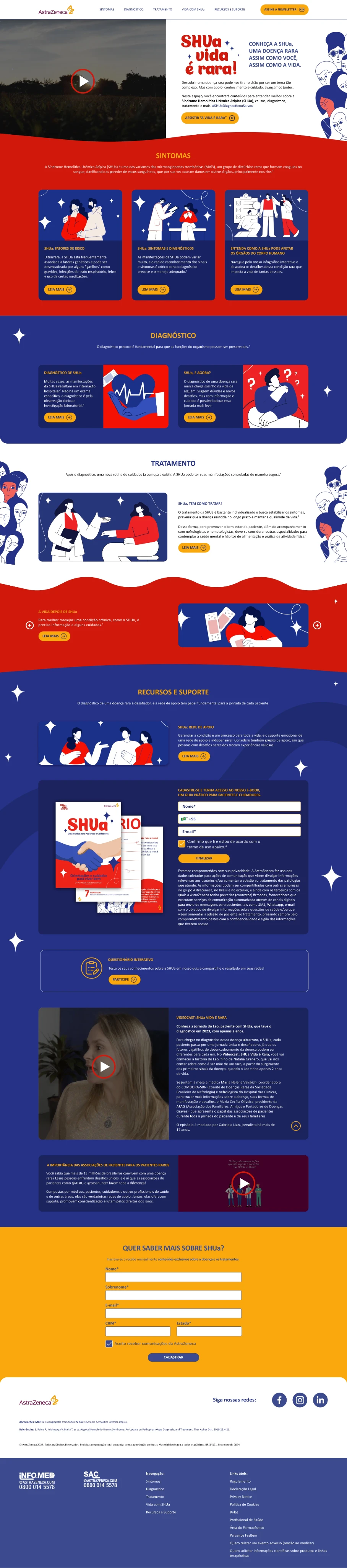 Published AstraZeneca “SHUa + vida é rara!” awareness site, full page layout