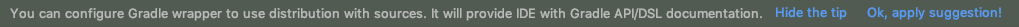 A Gradle wrapper download prompt