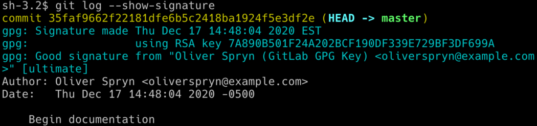Git showing a commit which is signed with a trusted key