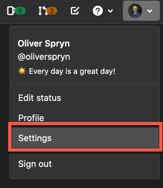 GitLab's user settings option from the profile menu