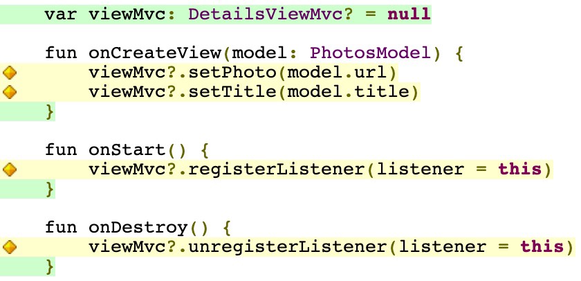 The coverage report for the DetailsController showing missing branch coverage whenever null safety is not tested