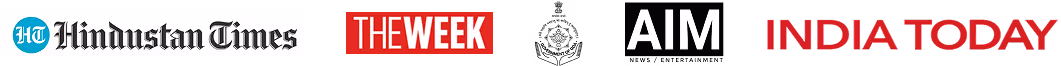 Logos of Hindustan Times, The Week, ANI News India, and APN News arranged horizontally on a black background.