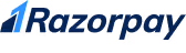 Razorpay company logo with stylized blue '1' and dark blue text.