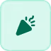 Green party popper icon on a light green rounded square background.
