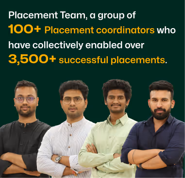 Four men standing with arms crossed in front of text about 100+ placement coordinators enabling 3,500+ successful placements.