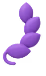 Cluster of six purple balloons arranged vertically with a shadow below.