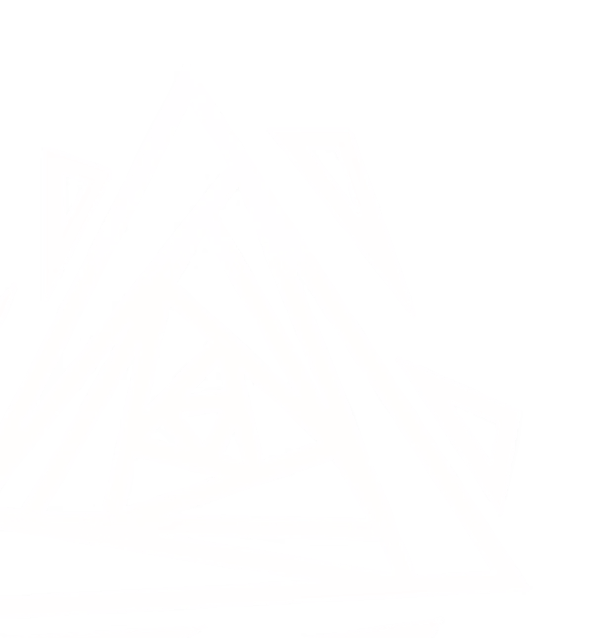 Abstract geometric design featuring nested triangles in pale pink and cream on a black background.
