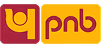 PNB bank logo with yellow text on maroon and orange background.