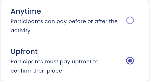 New upfront payment feature