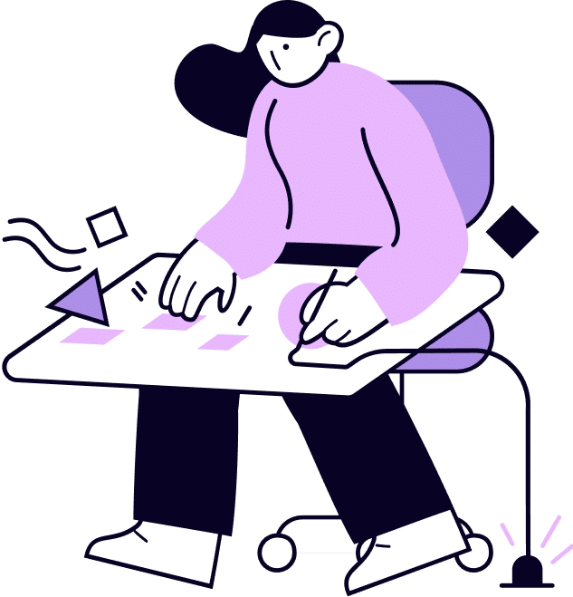 Illustration Girl Drawing On Desk
