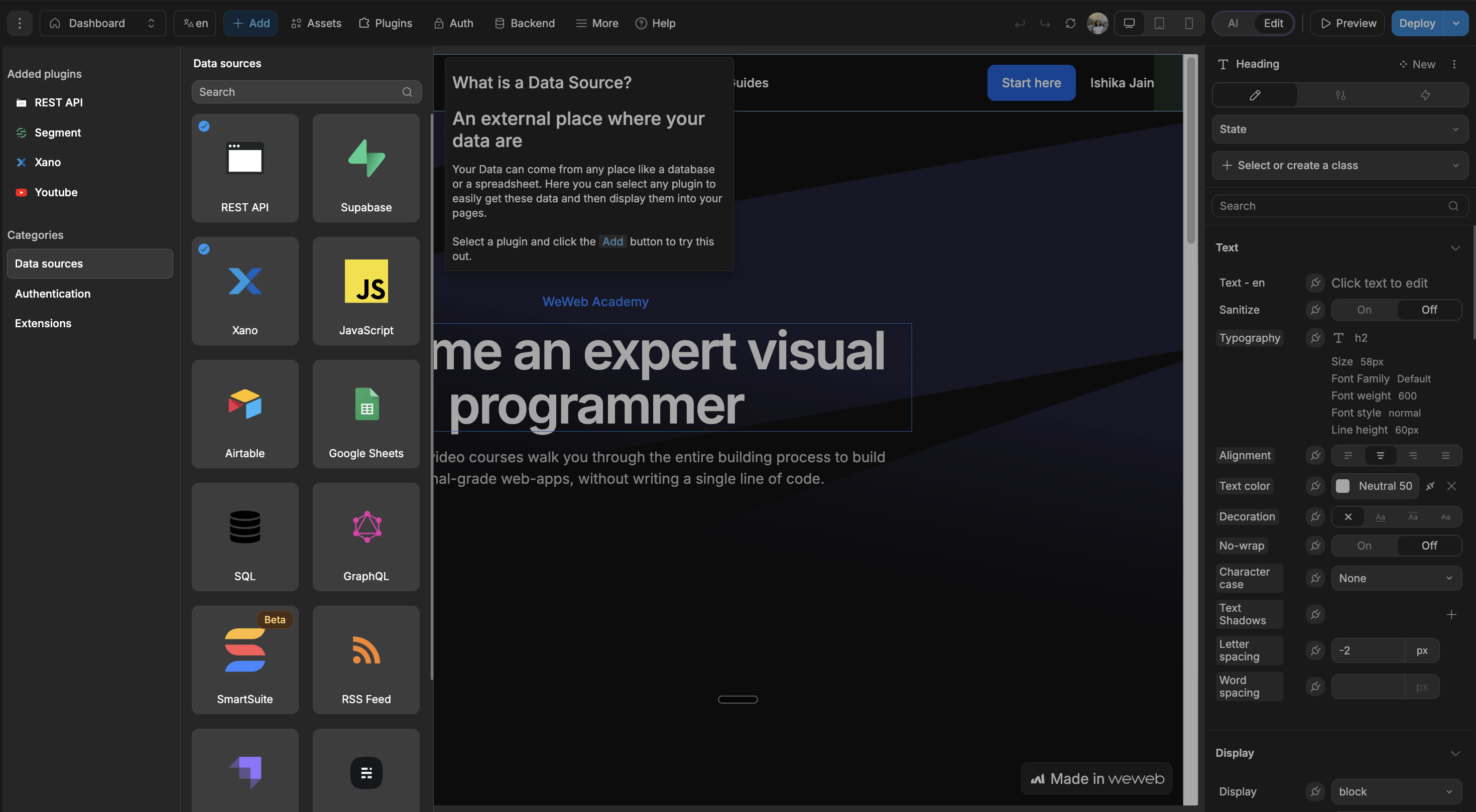 Build web-apps with WeWeb AI