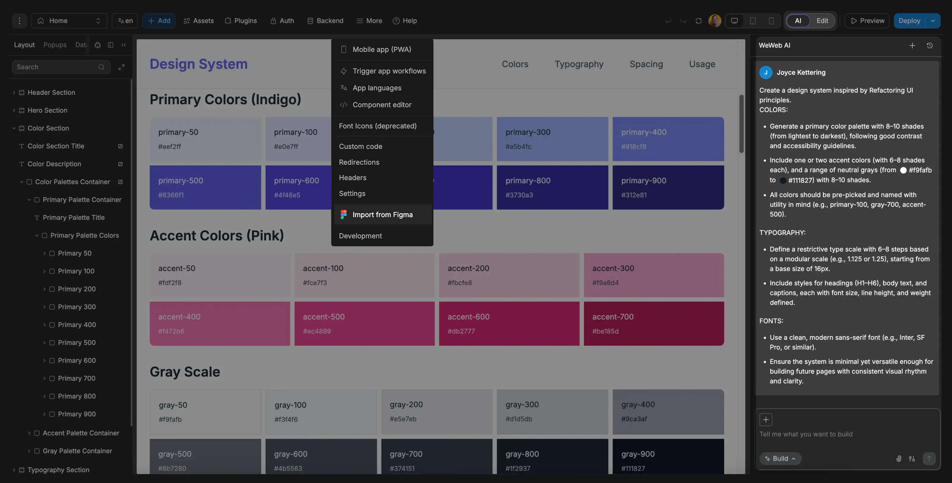 Build web-apps with WeWeb AI or import from Figma