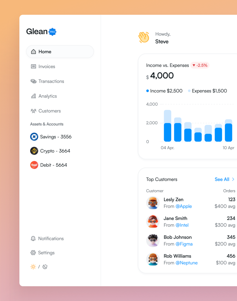 Finance dashboard built with no-code web app builder WeWeb
