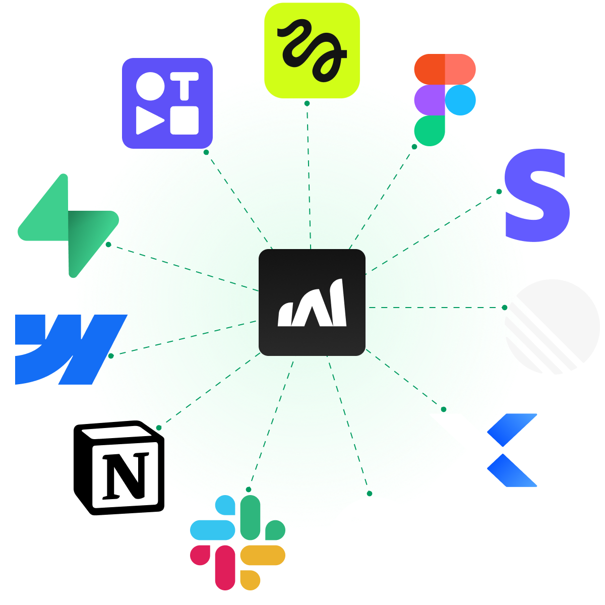 WeWeb MCP connected to Xano, Supabase, Airtable, Notion, Figma, Slack, GitHub, and other MCP tools