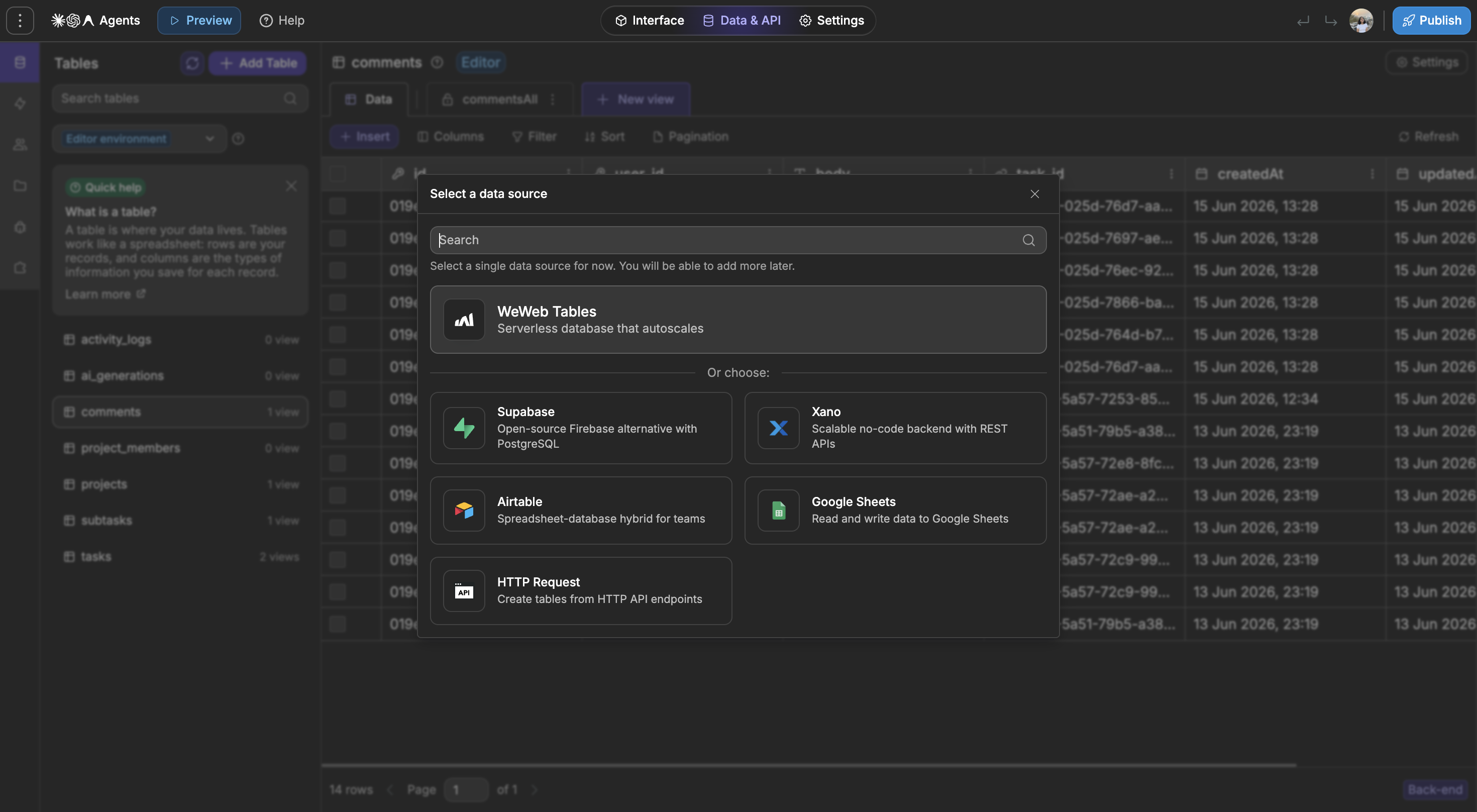 Build web-apps with WeWeb AI or import from Figma