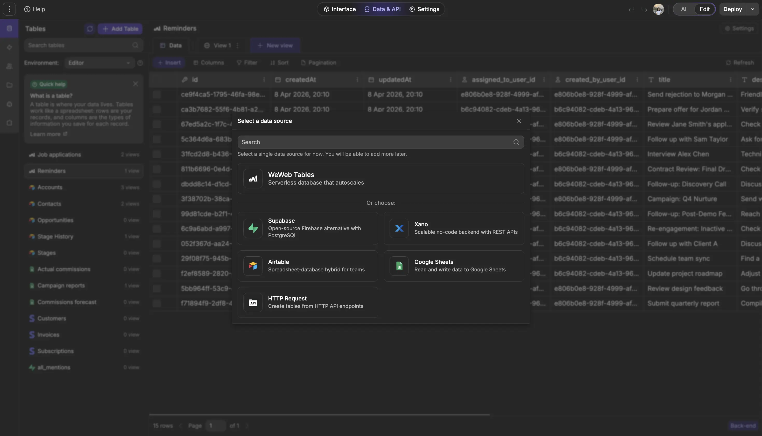 Build web-apps with WeWeb AI