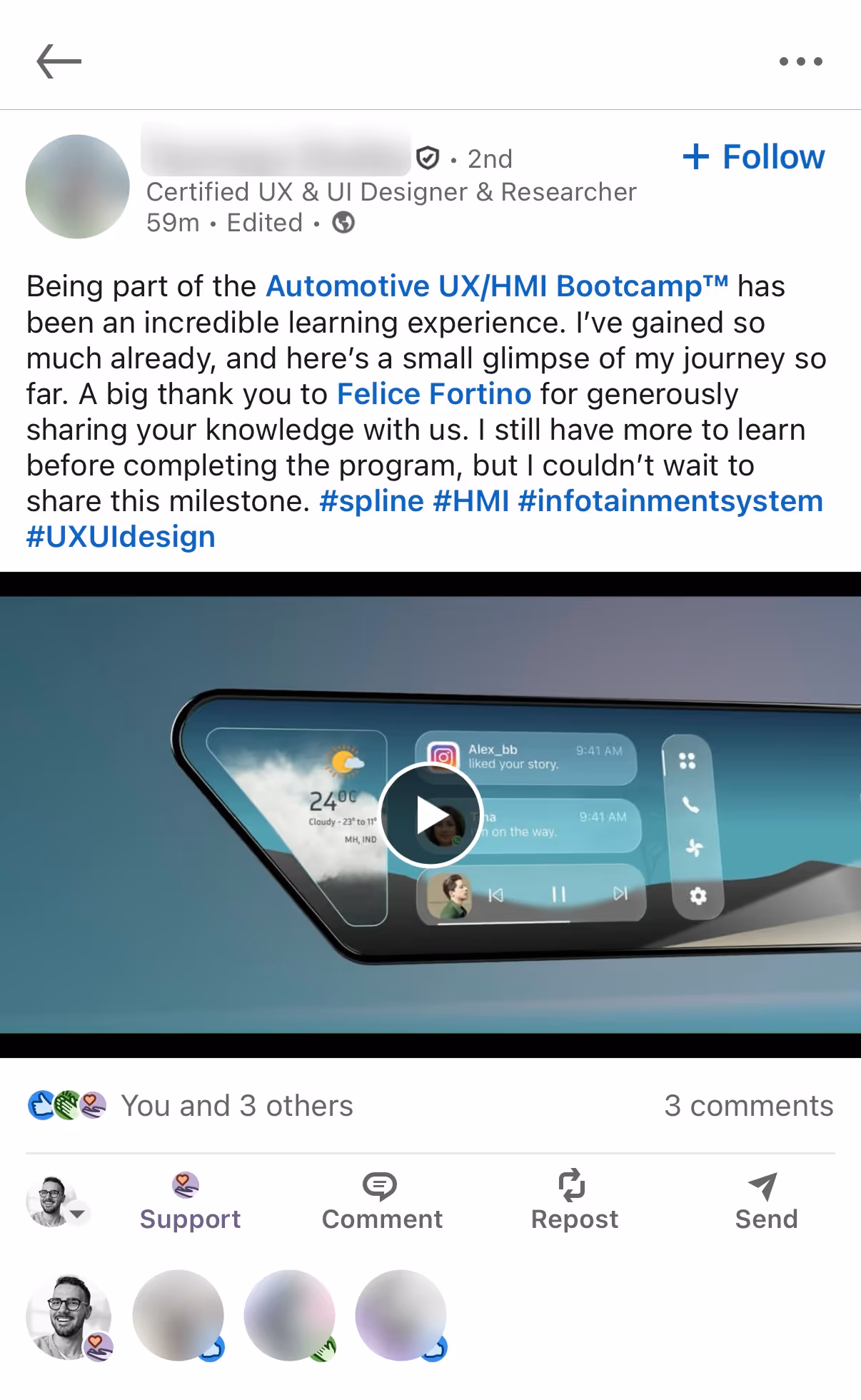 Screenshot of a course review