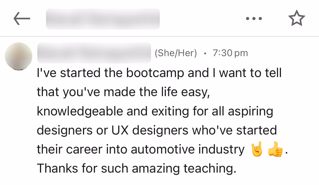 Screenshot of a course review