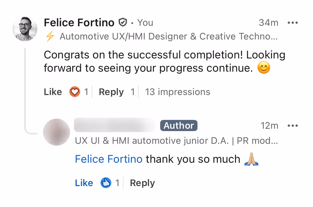 Screenshot of a course review