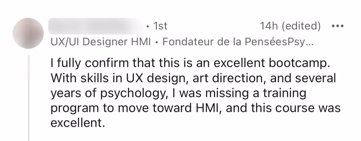 Screenshot of a course review