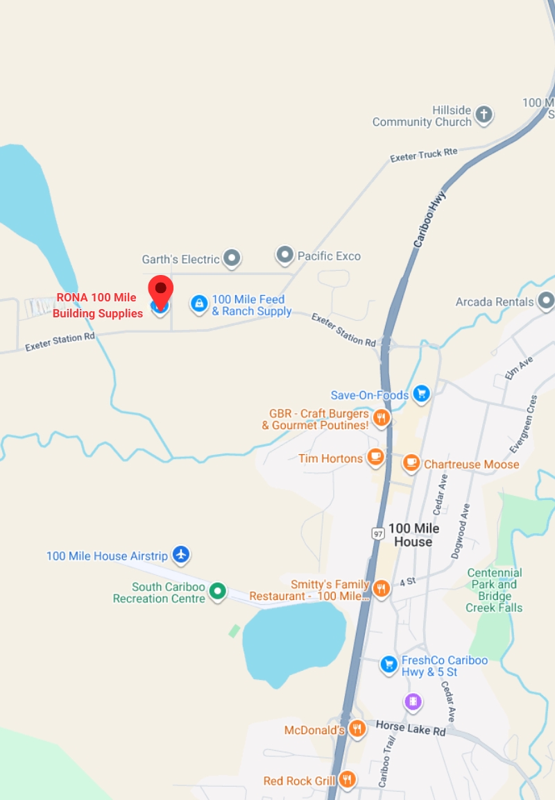 Photo of map showing 100 Mile Building Supplies
