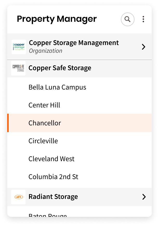 Example UI of a digital property manager