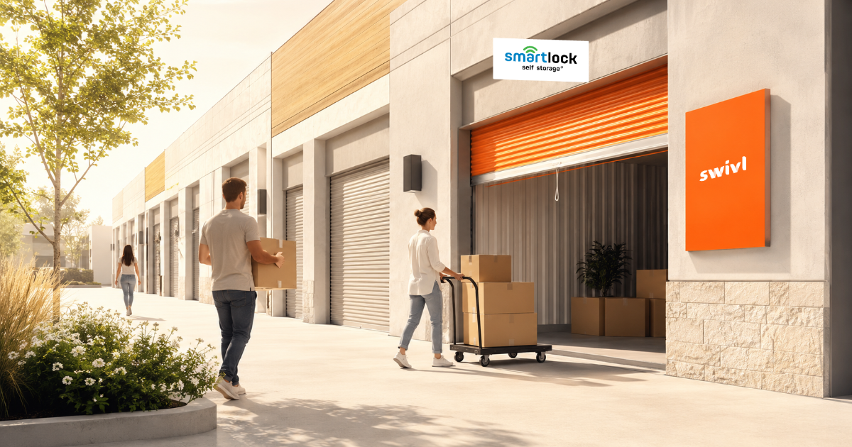Smartlock Self Storage facility branded with swivl