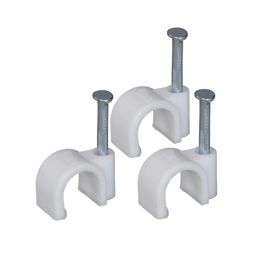Nail In Coax Clips, White, 20 Piece