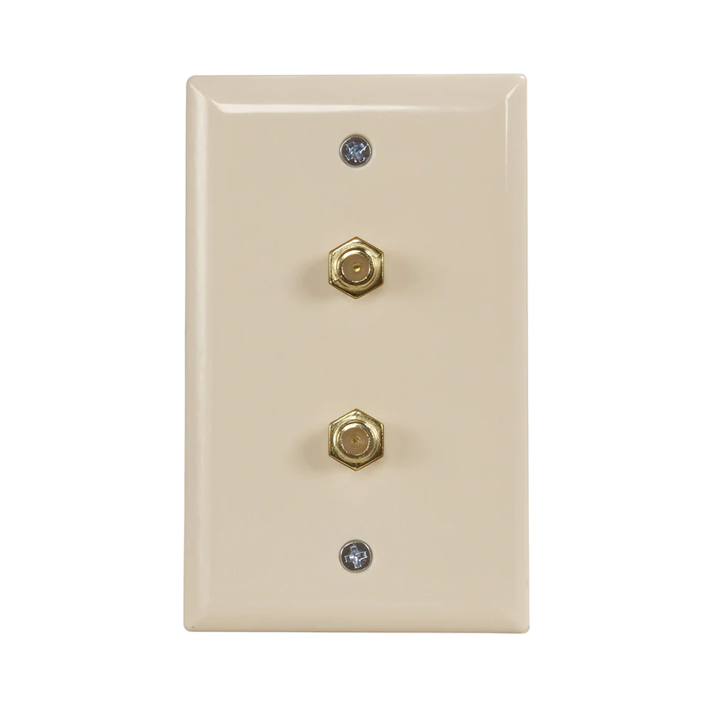 Dual Coax Wallplate, Almond
