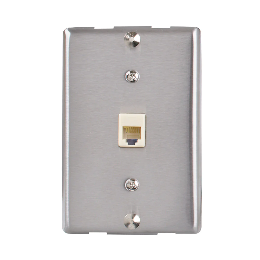 Universal Wall Phone Jack, Silver