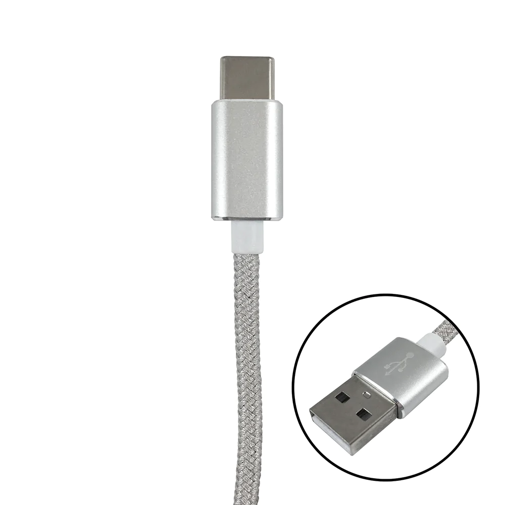 Braided USB C to USB Cable, Silver
