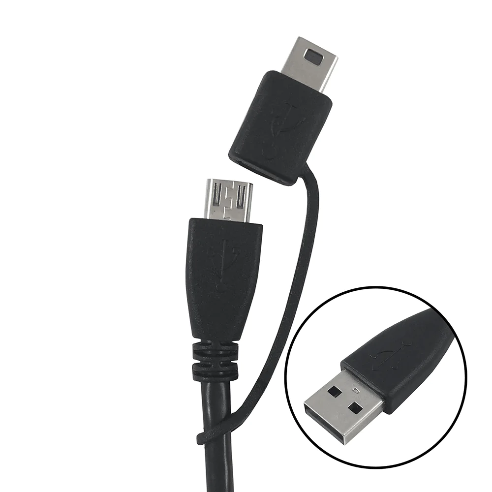 USB A to Micro and Mini Cable, Black
